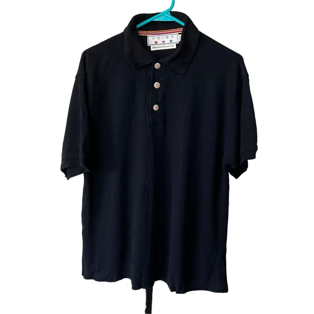 SOJRN Men’s Sweater Sz L Polo style bamboo and cashmere black